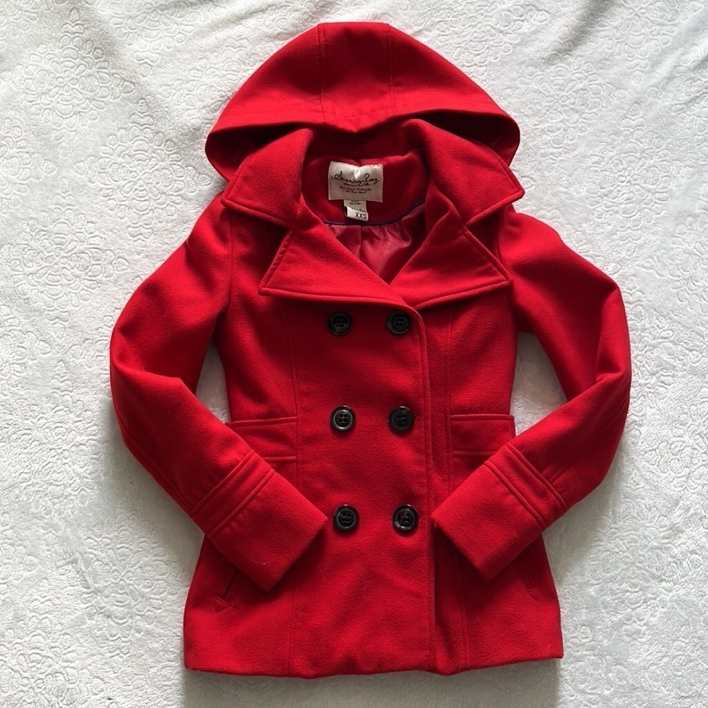 American Rag Red Hooded Peacoat